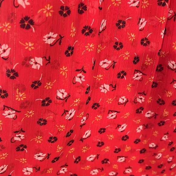 Madewell Red Floral Ruffle Strap Wrap Dress - Picture 7 of 10